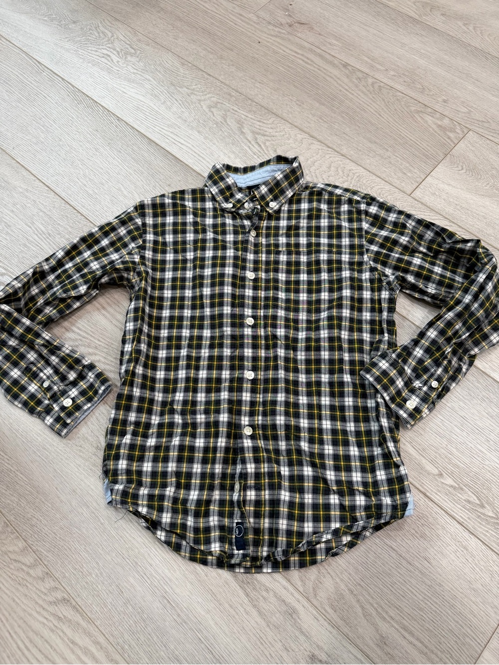 Gymboree Black and Yellow Plaid Button-Down Shirt